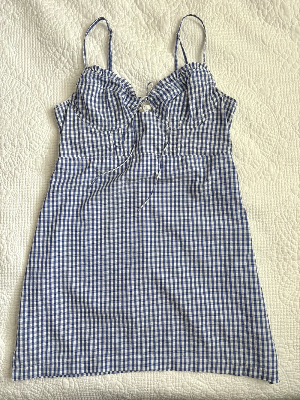 Urban Outfitters Gingham Bustier Corset Bow Spaghetti Strap Mini Dress